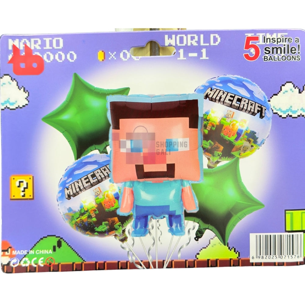 Minecraft Foil Balloon Set – 5 Pcs