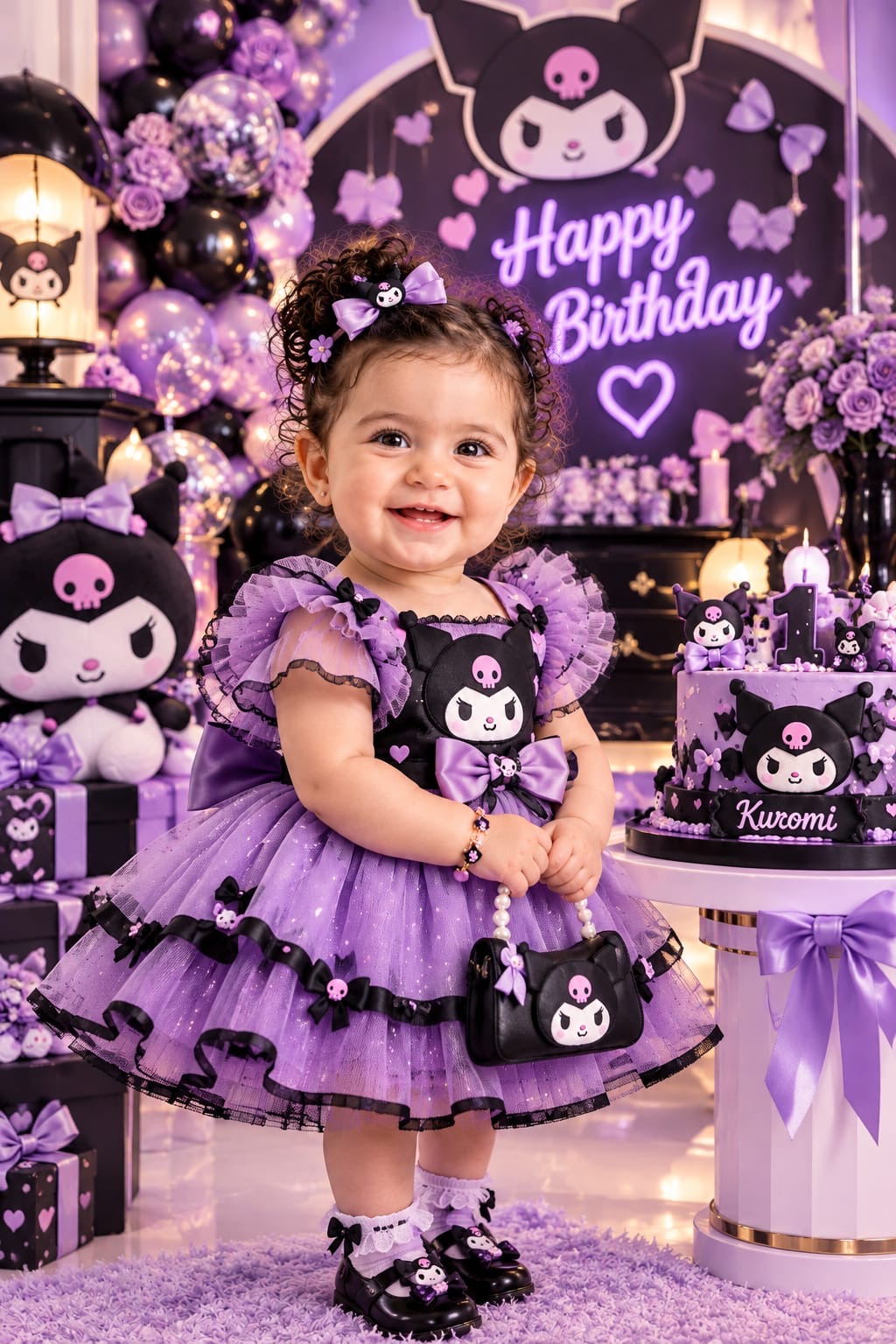 Kuromi personalized baby photoshoot backdrop - design 3