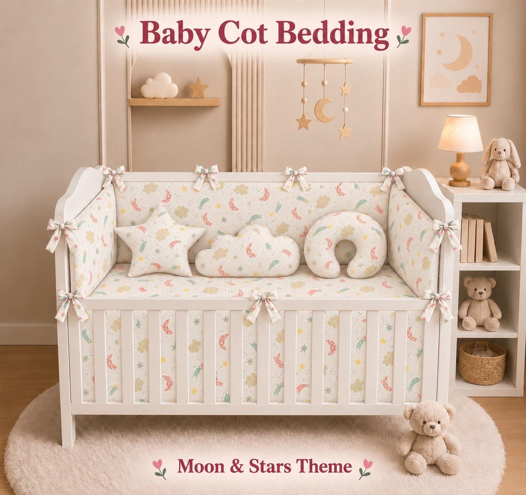 Baby cot bedding set moon and stars theme