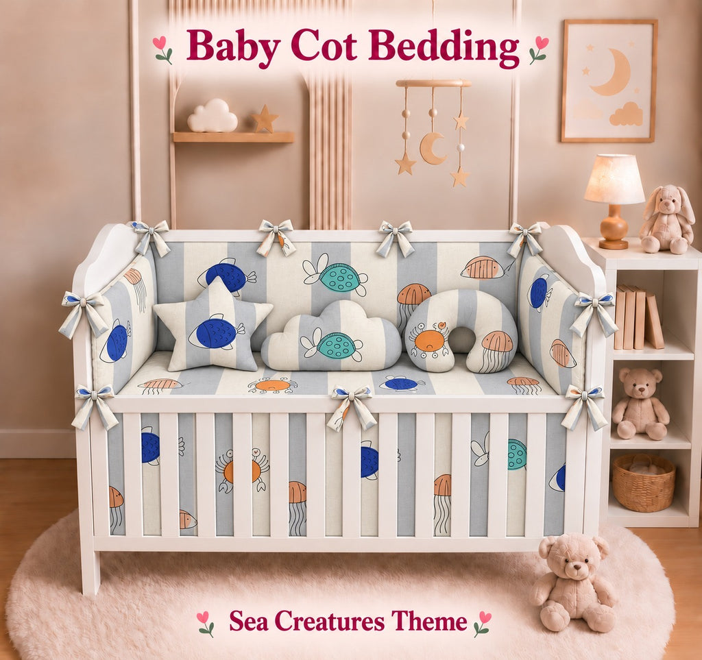 Baby cot bedding set sea creatures theme