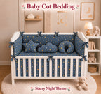 Baby cot bedding set starry night navy theme