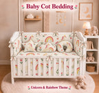 Baby cot bedding set unicorn and rainbow theme