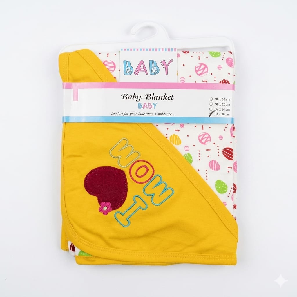 Baby hooded blanket wrapping sheet yellow