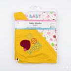 Baby hooded blanket wrapping sheet yellow