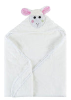 White lamb baby hooded bath towel