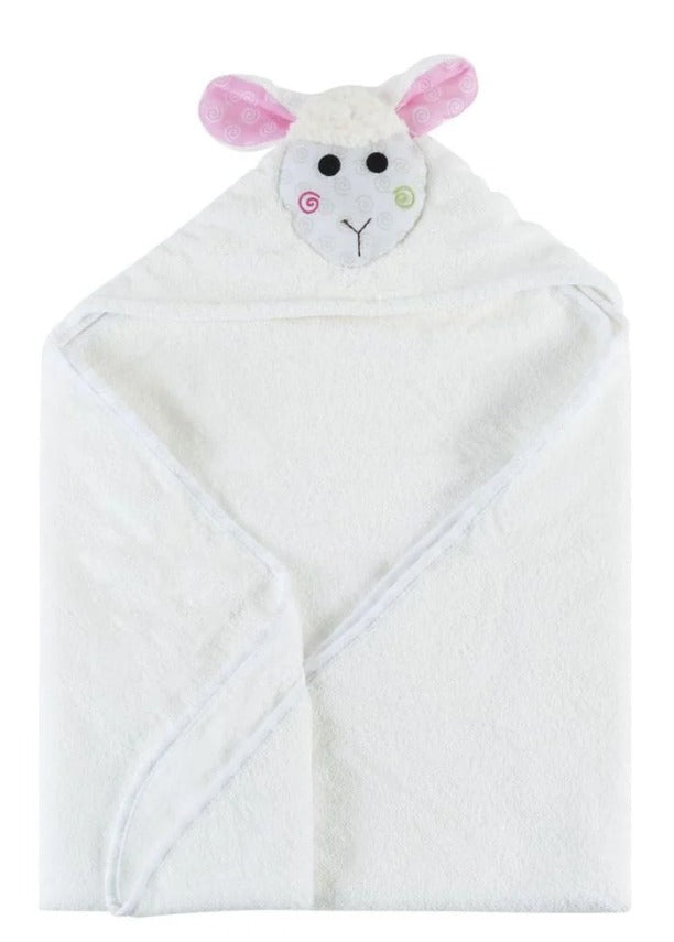 White lamb baby hooded bath towel