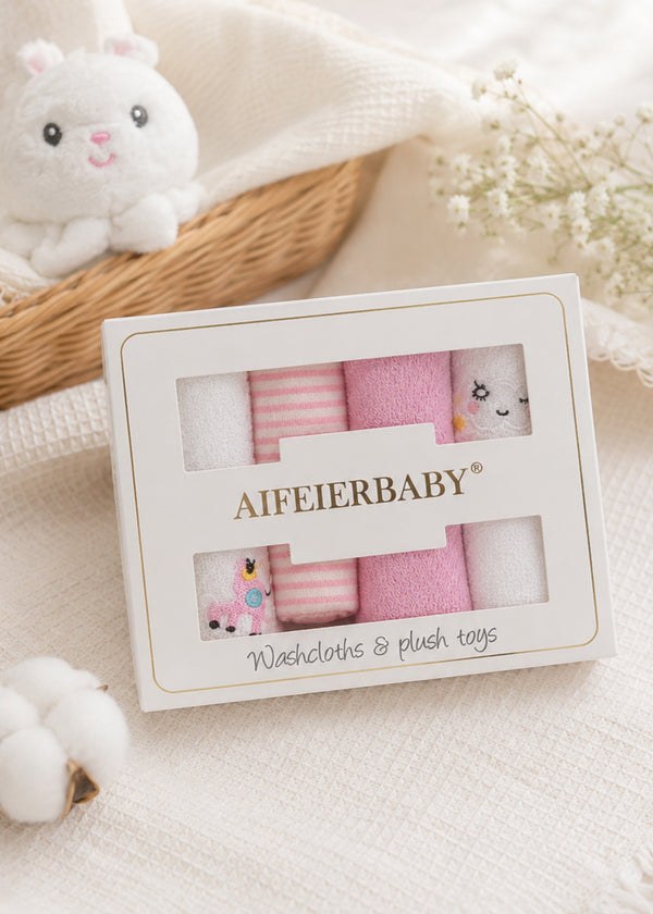 baby washcloths gift box 4 pieces pink unicorn