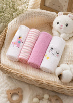 baby washcloth set 4 pcs pink soft cotton newborn face towels