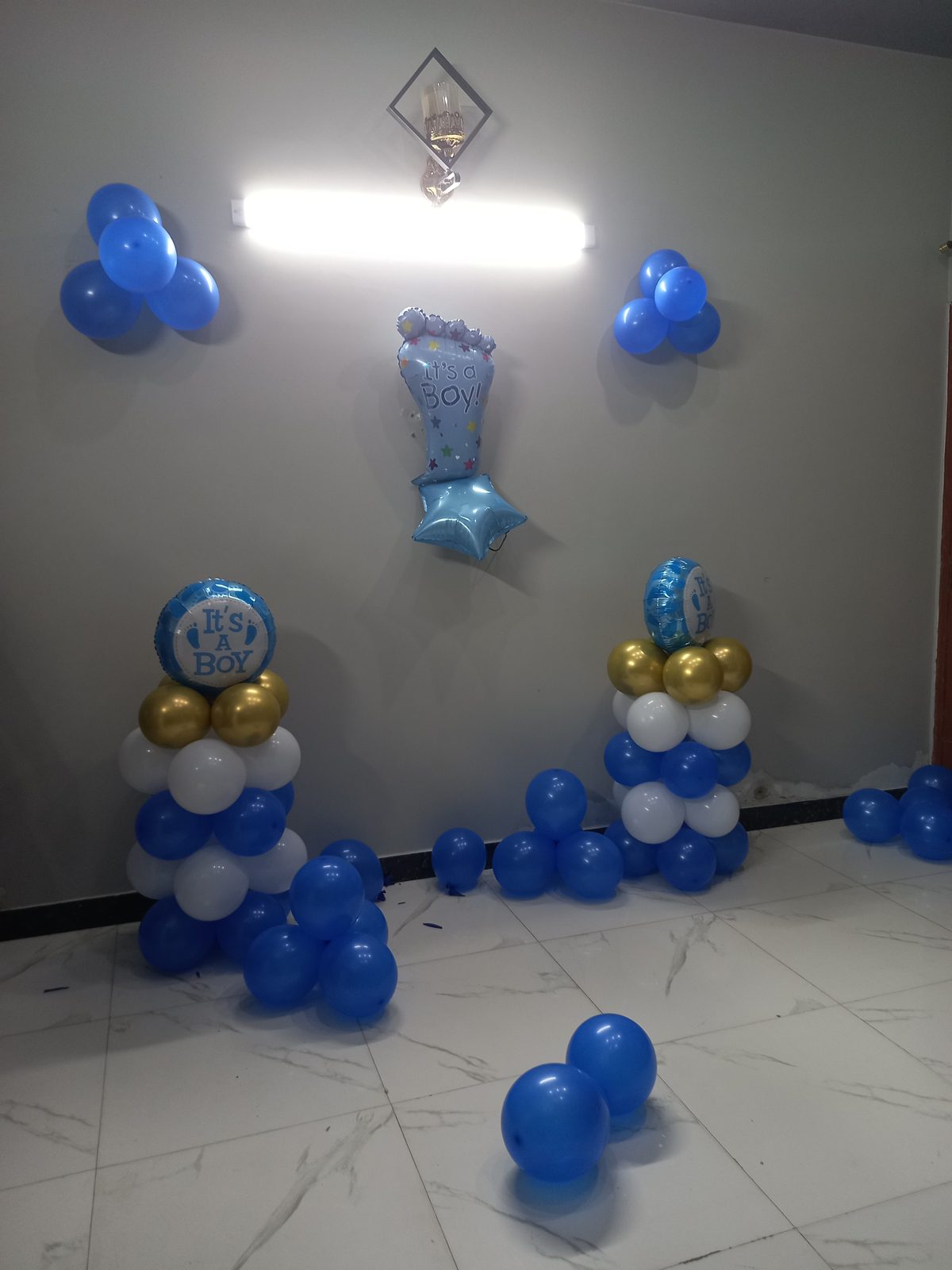 Baby Welcome Decoration – Blue Balloon Arch with Baby Welcome Foil Letters