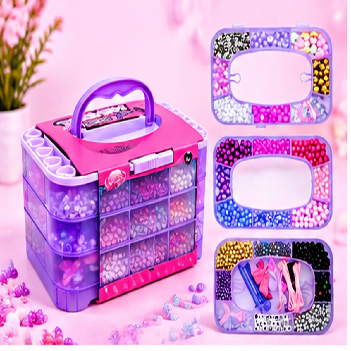 Bead Jewellery Making Kit with Case – DIY Bracelet Kit for Girls – Belinda Store