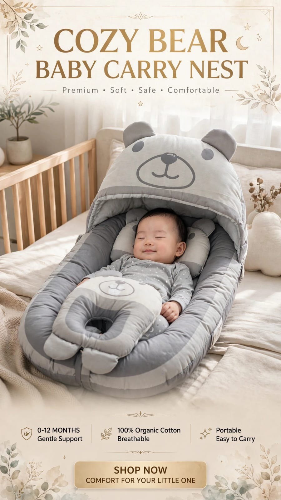 Bear Hug Baby Carry Nest Head Support Pillow – Belinda Store Pakistan