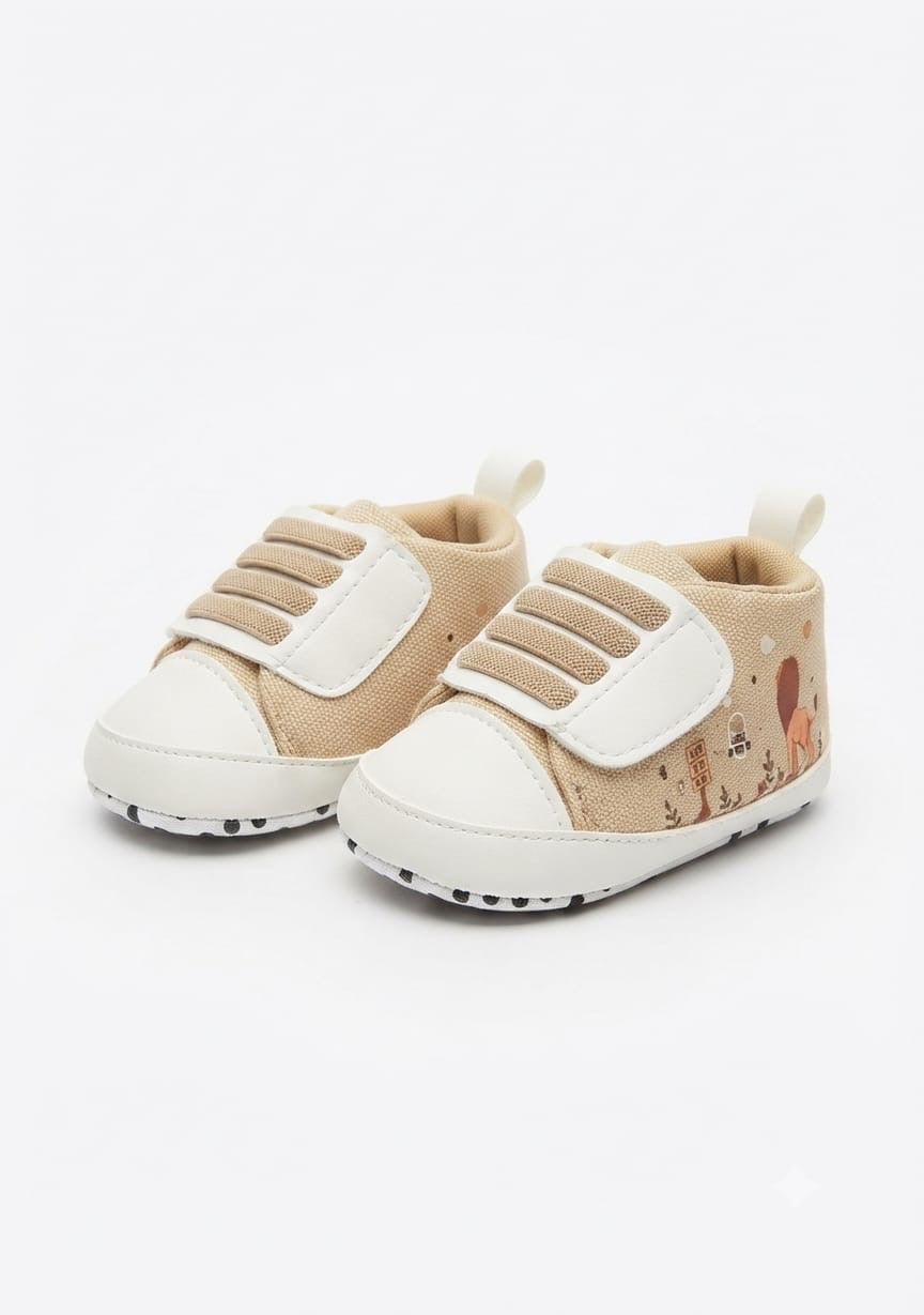 Beige Balloon Print Velcro Baby Shoes soft sole prewalker for baby boys and girls – Belinda Store