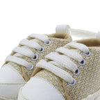 Beige Geometric Print Lace-Up Baby Shoes design detail – soft sole baby shoes – Belinda Store