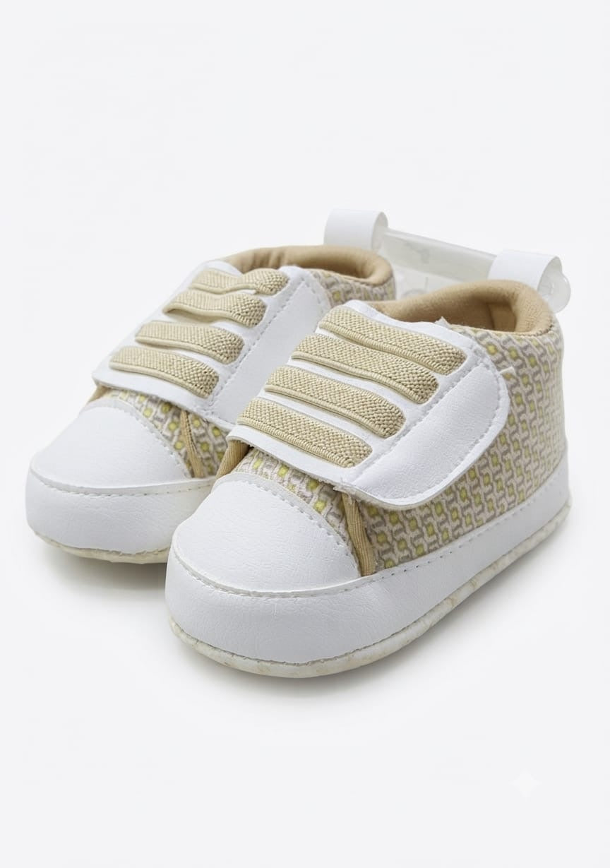 Beige Geometric Velcro Baby Shoes soft sole prewalker for baby boys and girls – Belinda Store