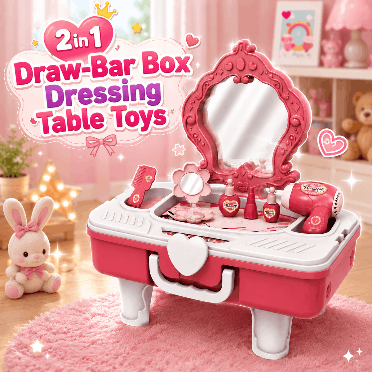 2 in 1 Draw-Bar Box Dressing Table Toys