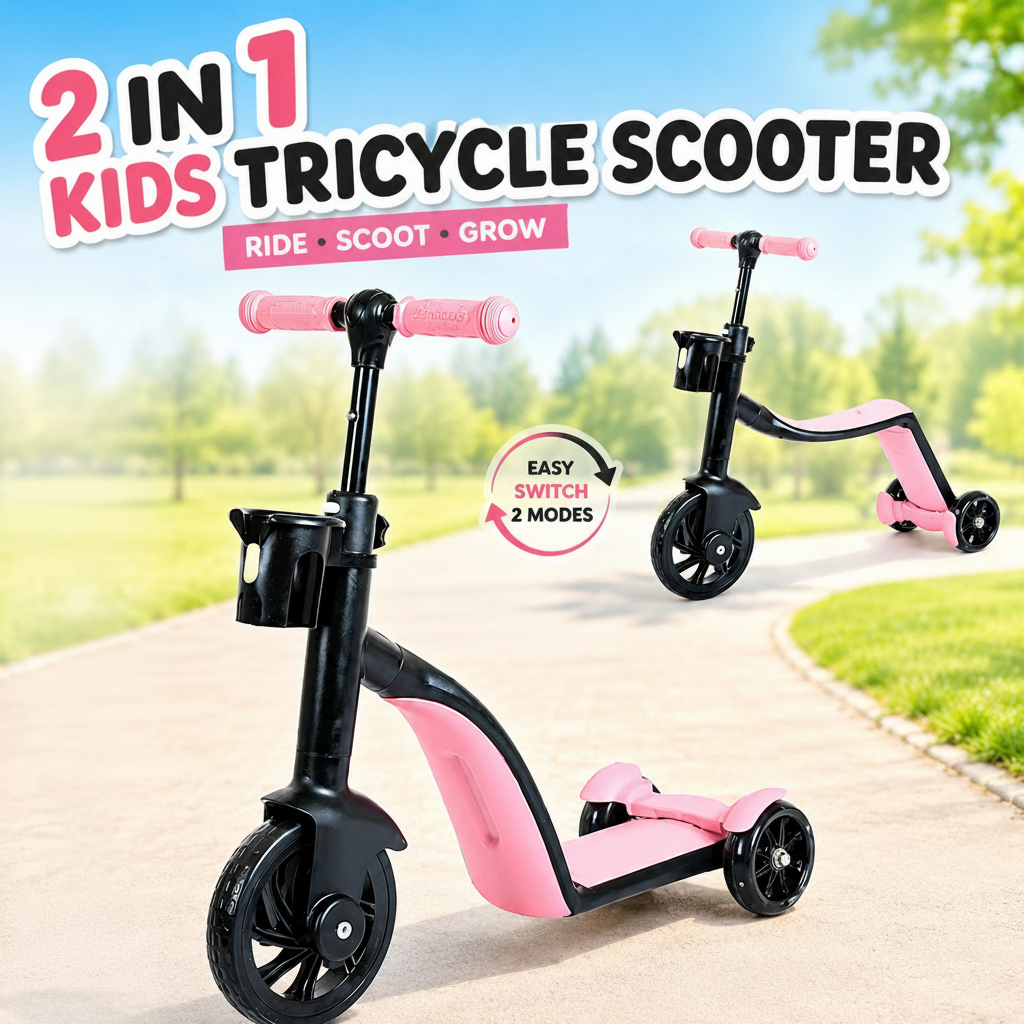 2 in 1 Kids Tricycle Scooter Convertible Balance Bike