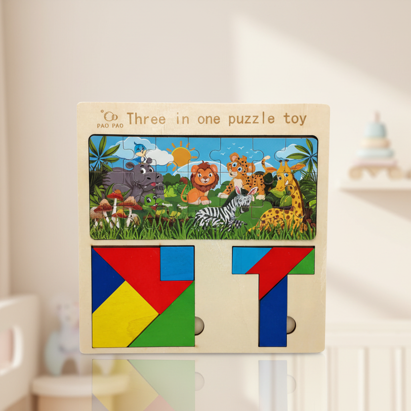 3 in 1 DIY Puzzle Board Game For Kids