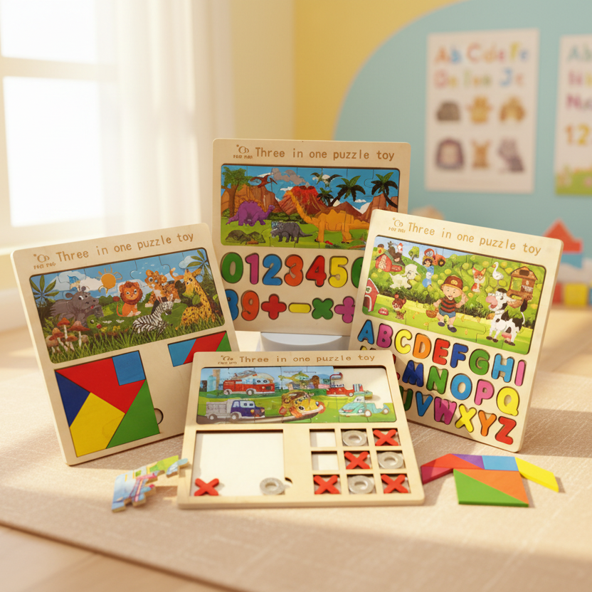 3 in 1 DIY Puzzle Board Game For Kids