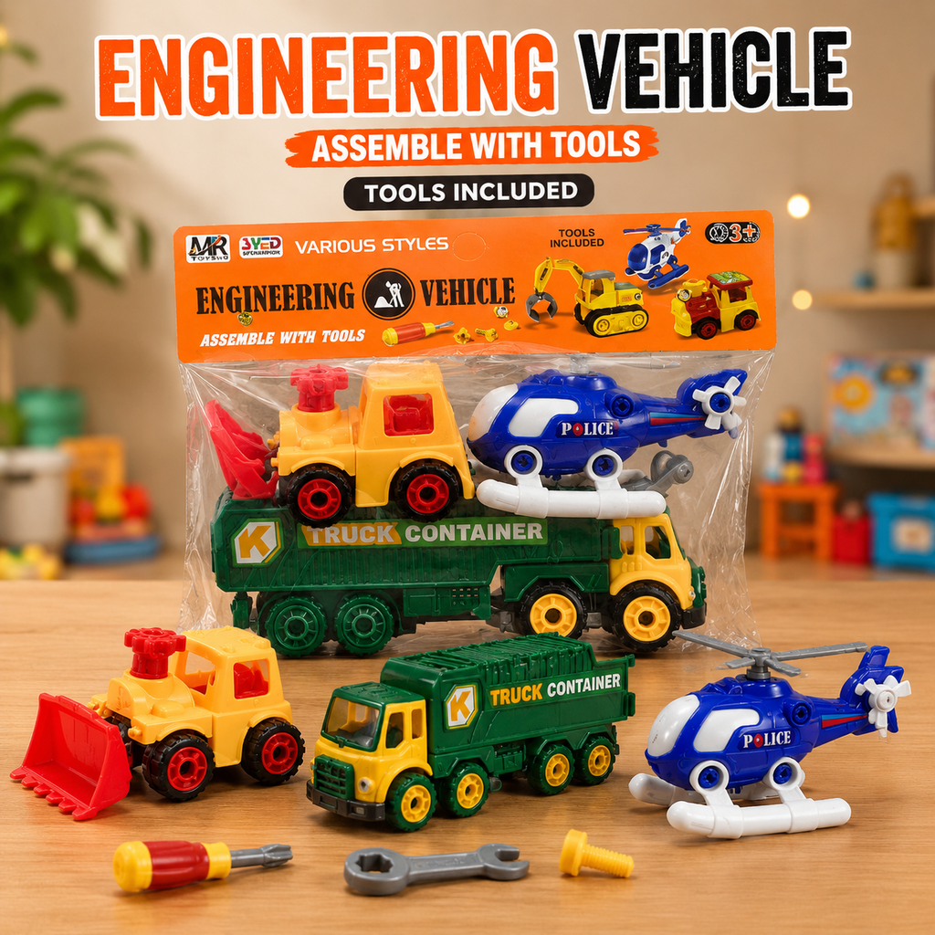3 In 1 Engineering Vehicle Toy Playset With Tools