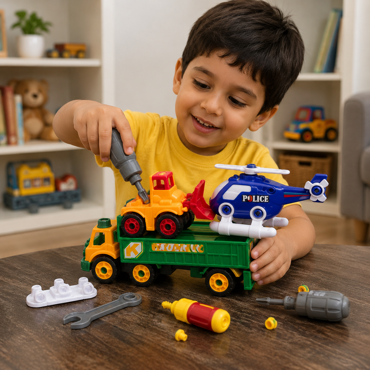 3 In 1 Engineering Vehicle Toy Playset With Tools