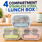4 Compartment Stainless Steel Lunch Box