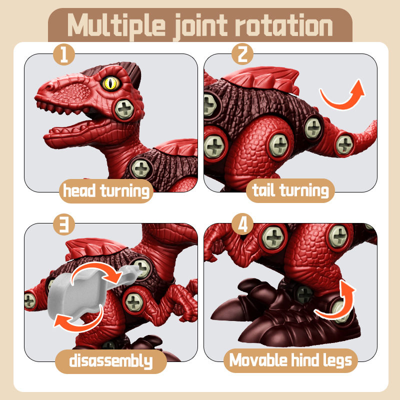 4 Pcs Dinosaur Assembly Toy Set
