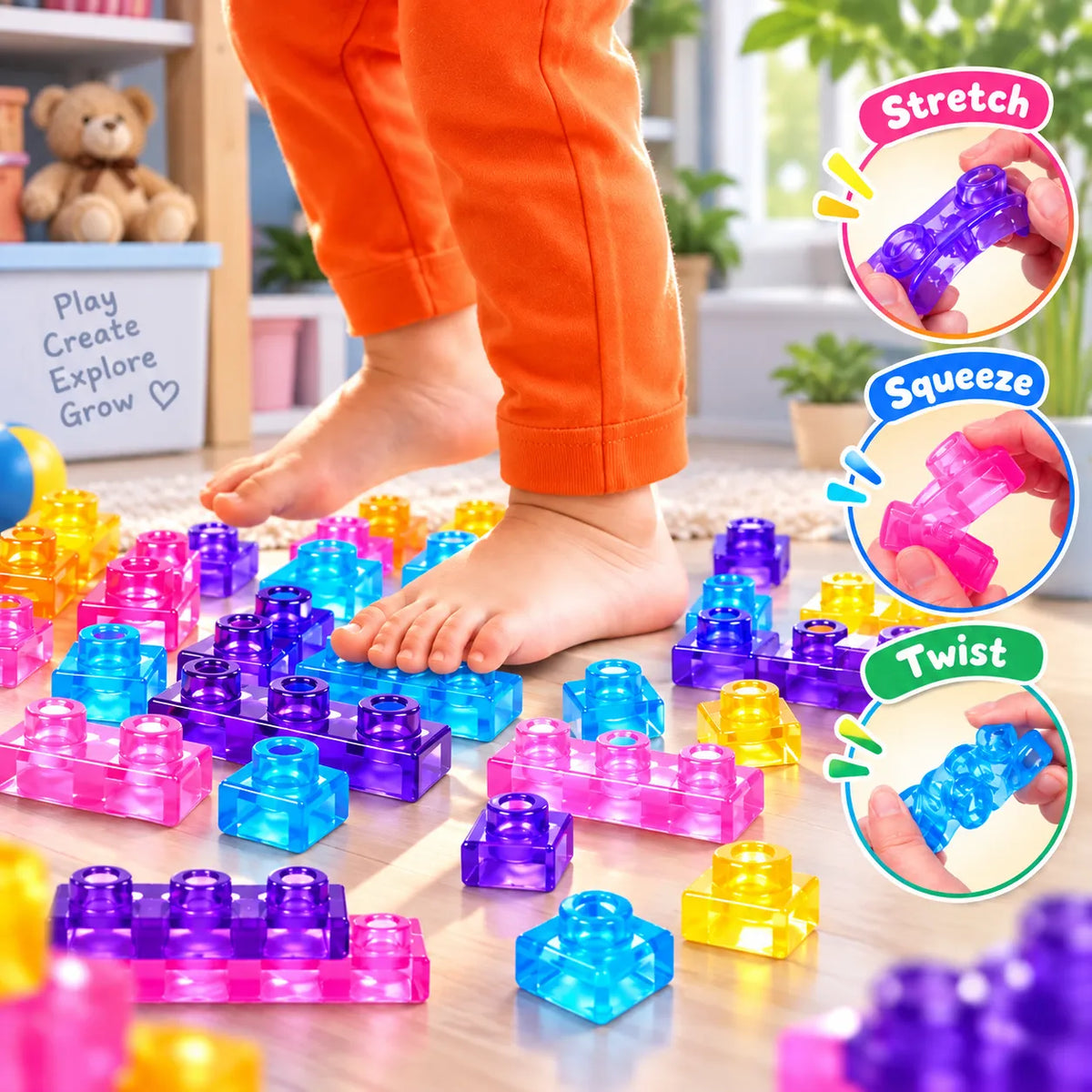 40PCS Transparent Jelly Gummy Blocks Set