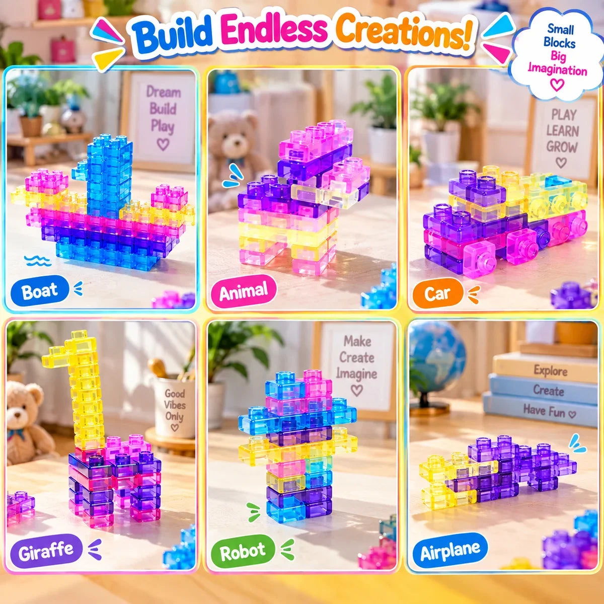 40PCS Transparent Jelly Gummy Blocks Set