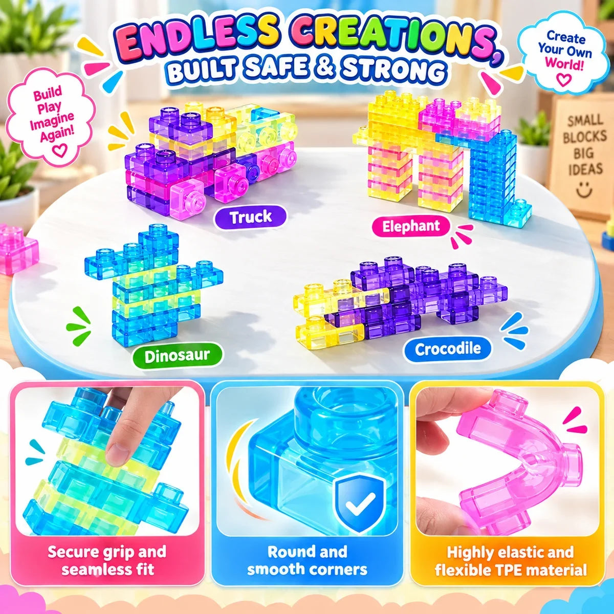 40PCS Transparent Jelly Gummy Blocks Set