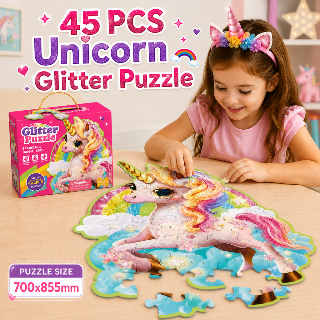 45 Pcs Unicorn Glitter Puzzle For Kids