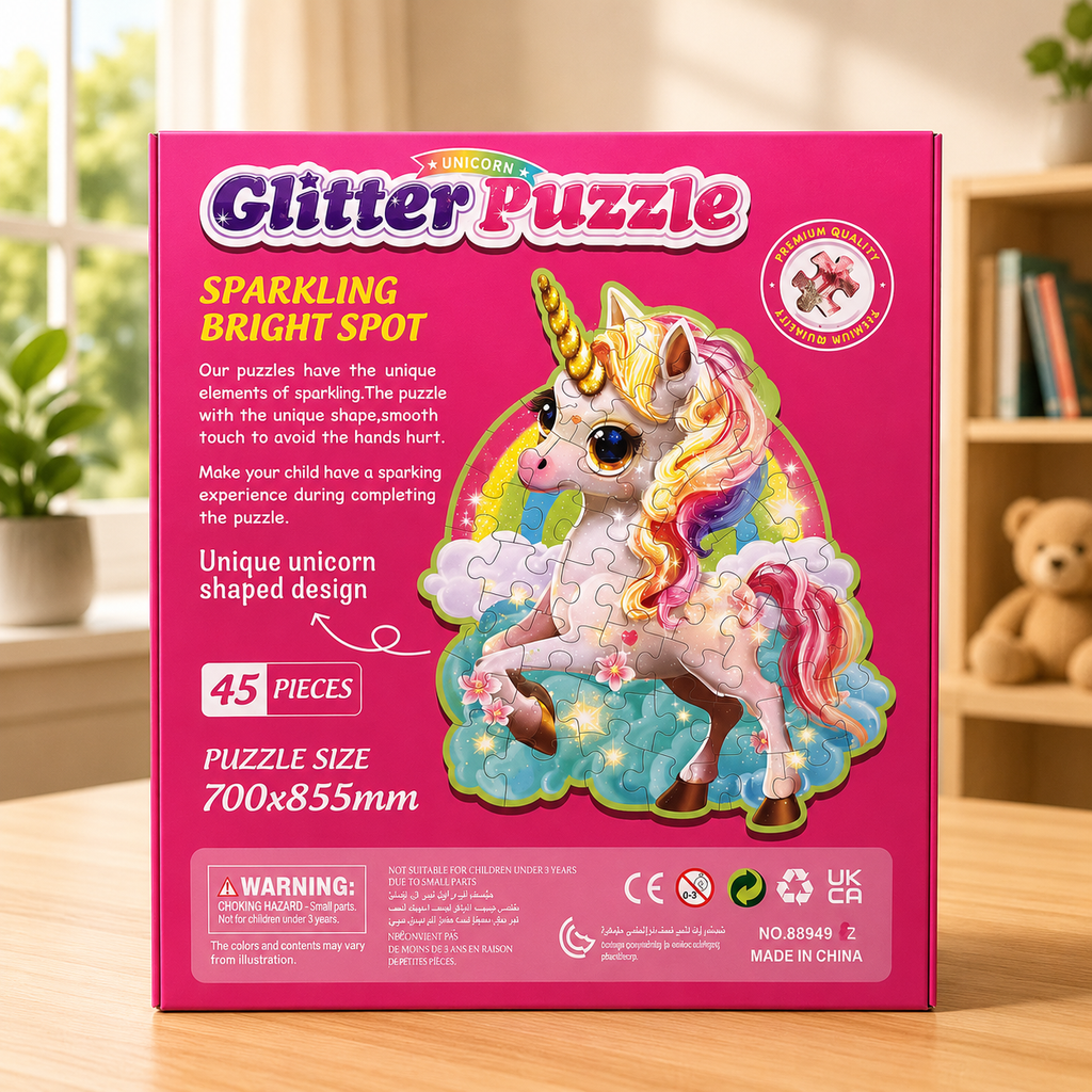 45 Pcs Unicorn Glitter Puzzle For Kids