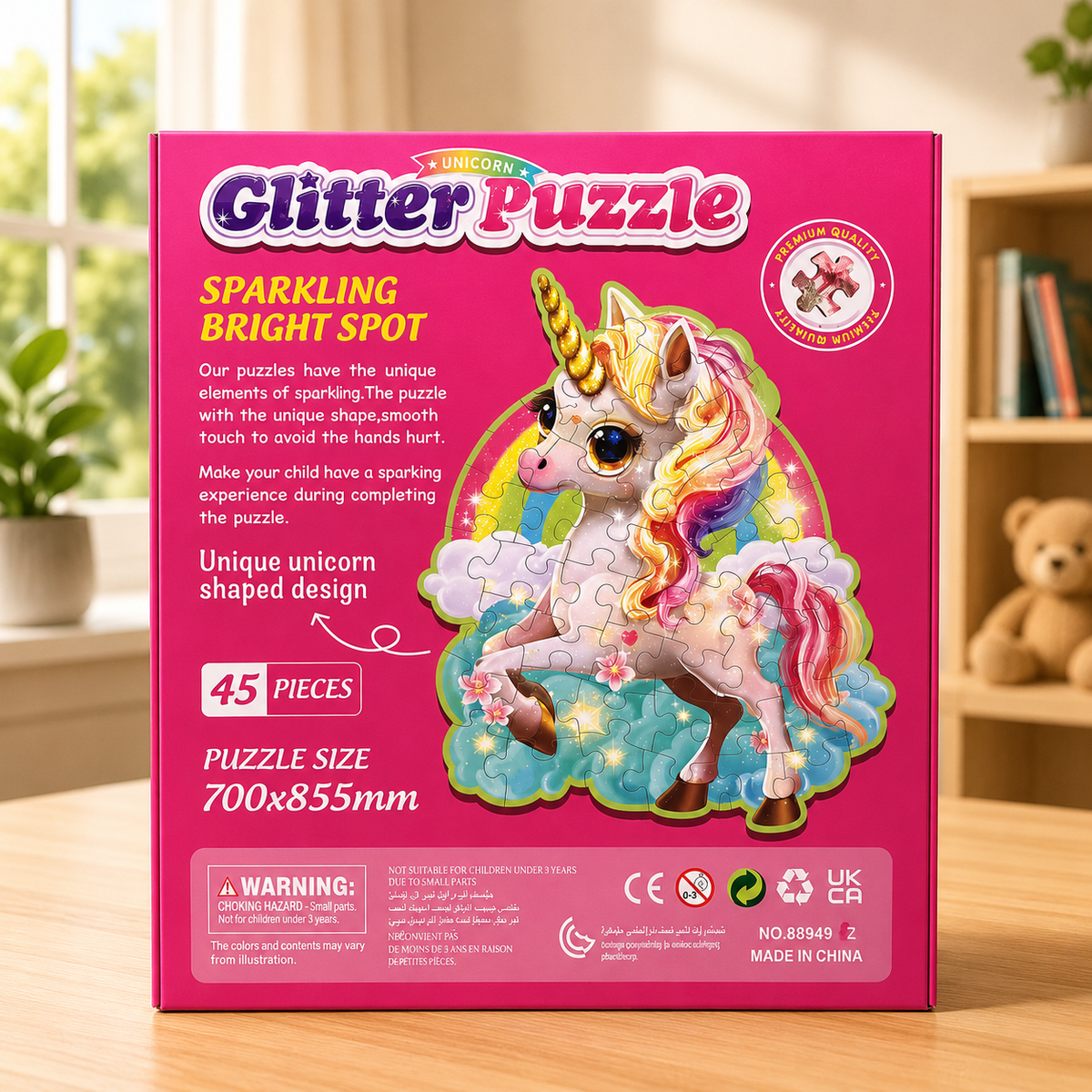 45 Pcs Unicorn Glitter Puzzle For Kids