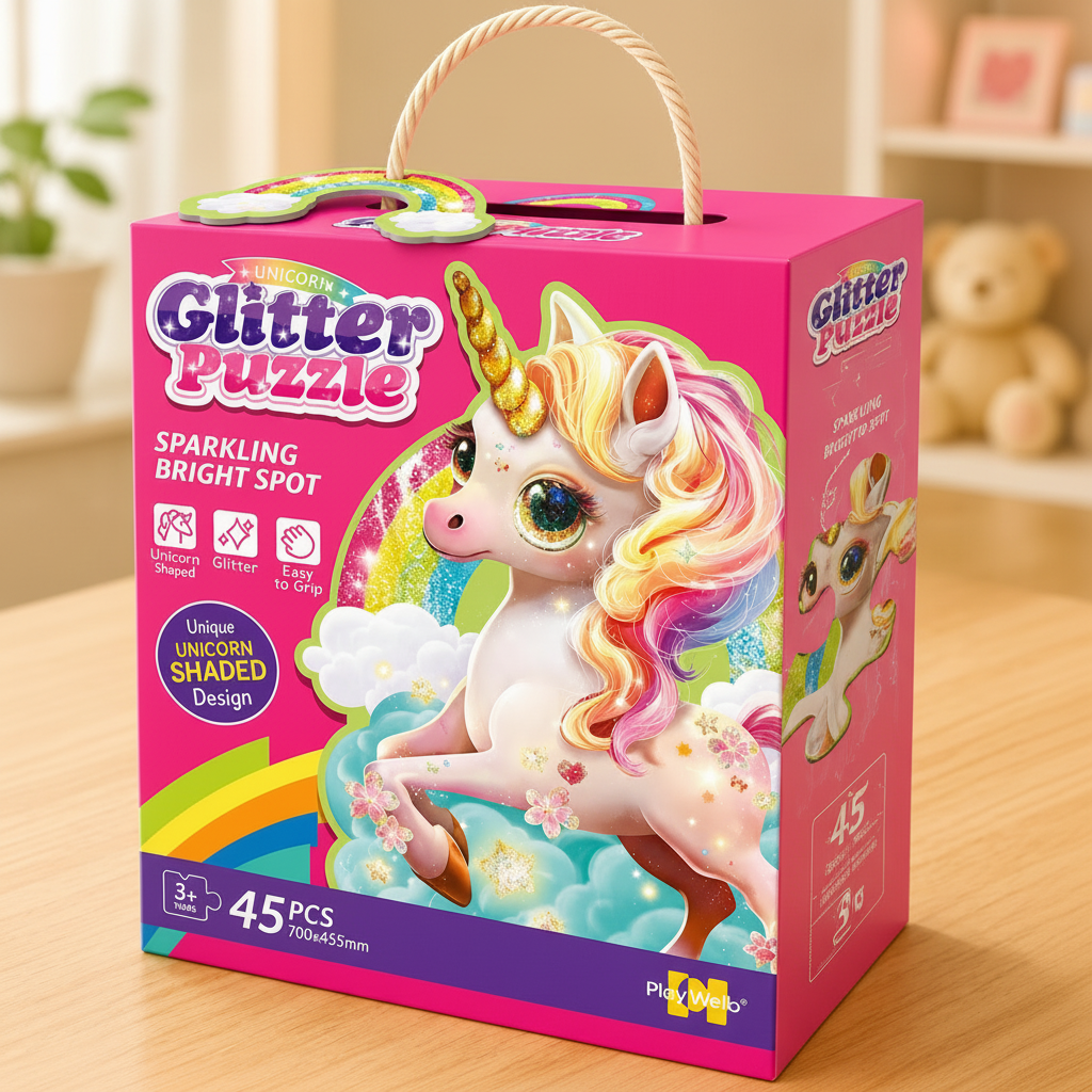45 Pcs Unicorn Glitter Puzzle For Kids