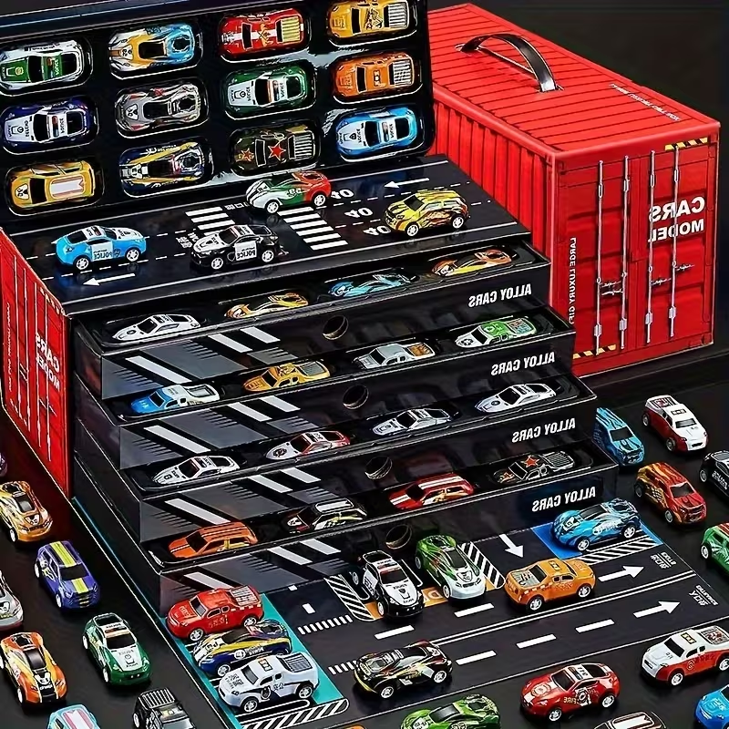 48 Pcs Mini Diecast Toy Cars Set for Kids With Container