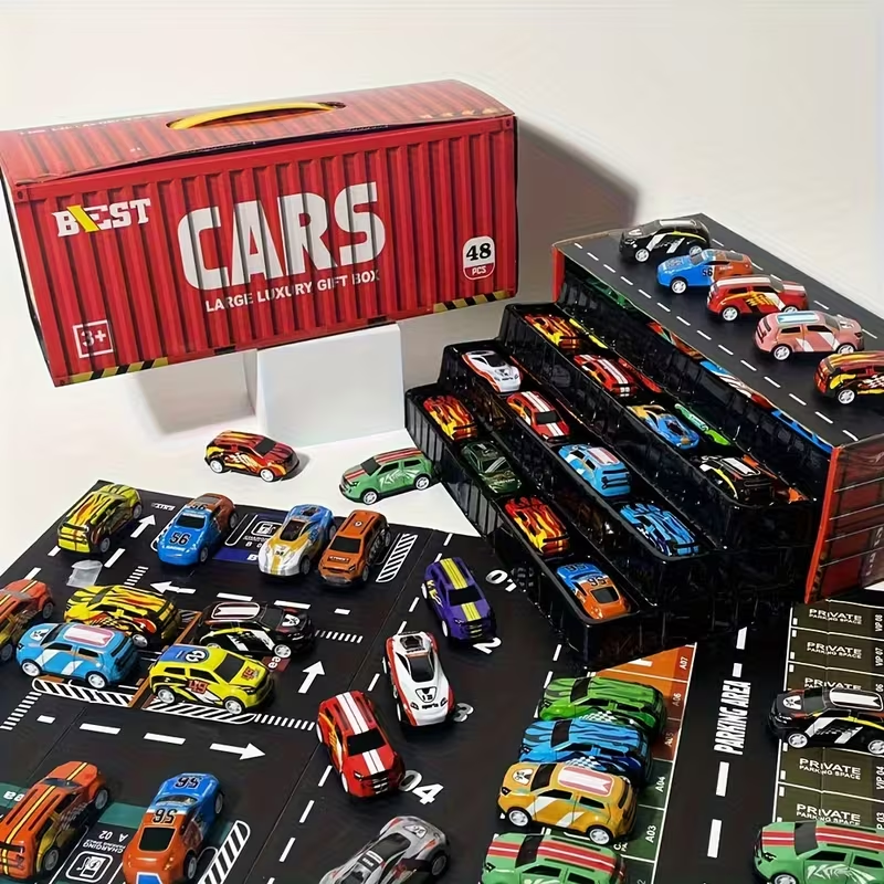 48 Pcs Mini Diecast Toy Cars Set for Kids With Container