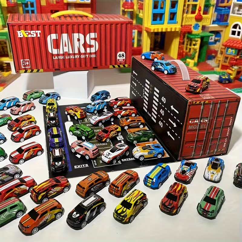 48 Pcs Mini Diecast Toy Cars Set for Kids With Container
