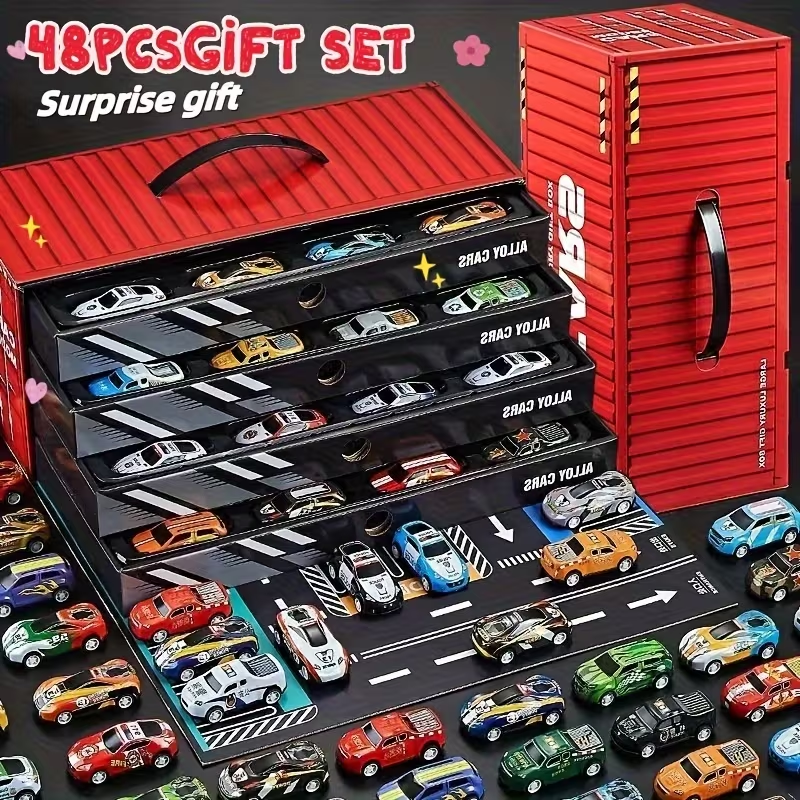 48 Pcs Mini Diecast Toy Cars Set for Kids With Container