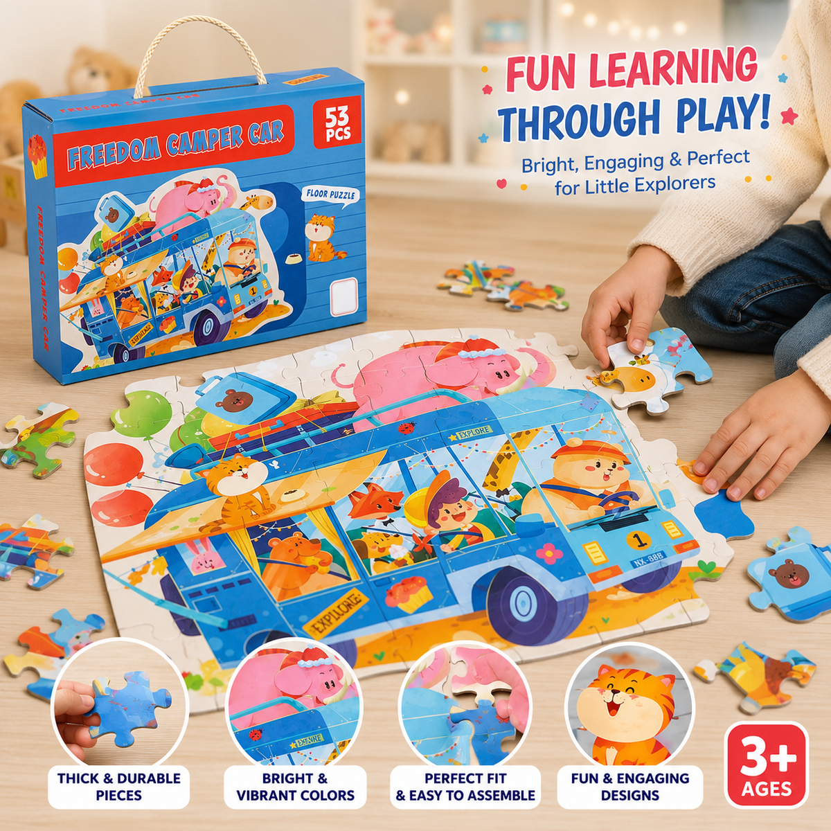 53 Pcs Camper Car Puzzle Set for Kids