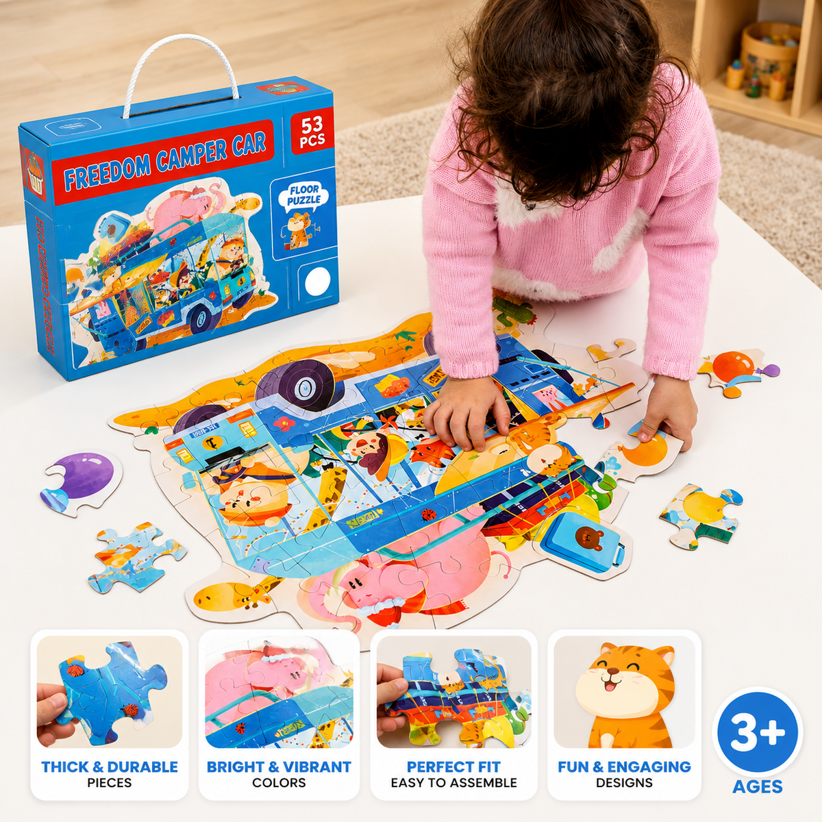 53 Pcs Camper Car Puzzle Set for Kids