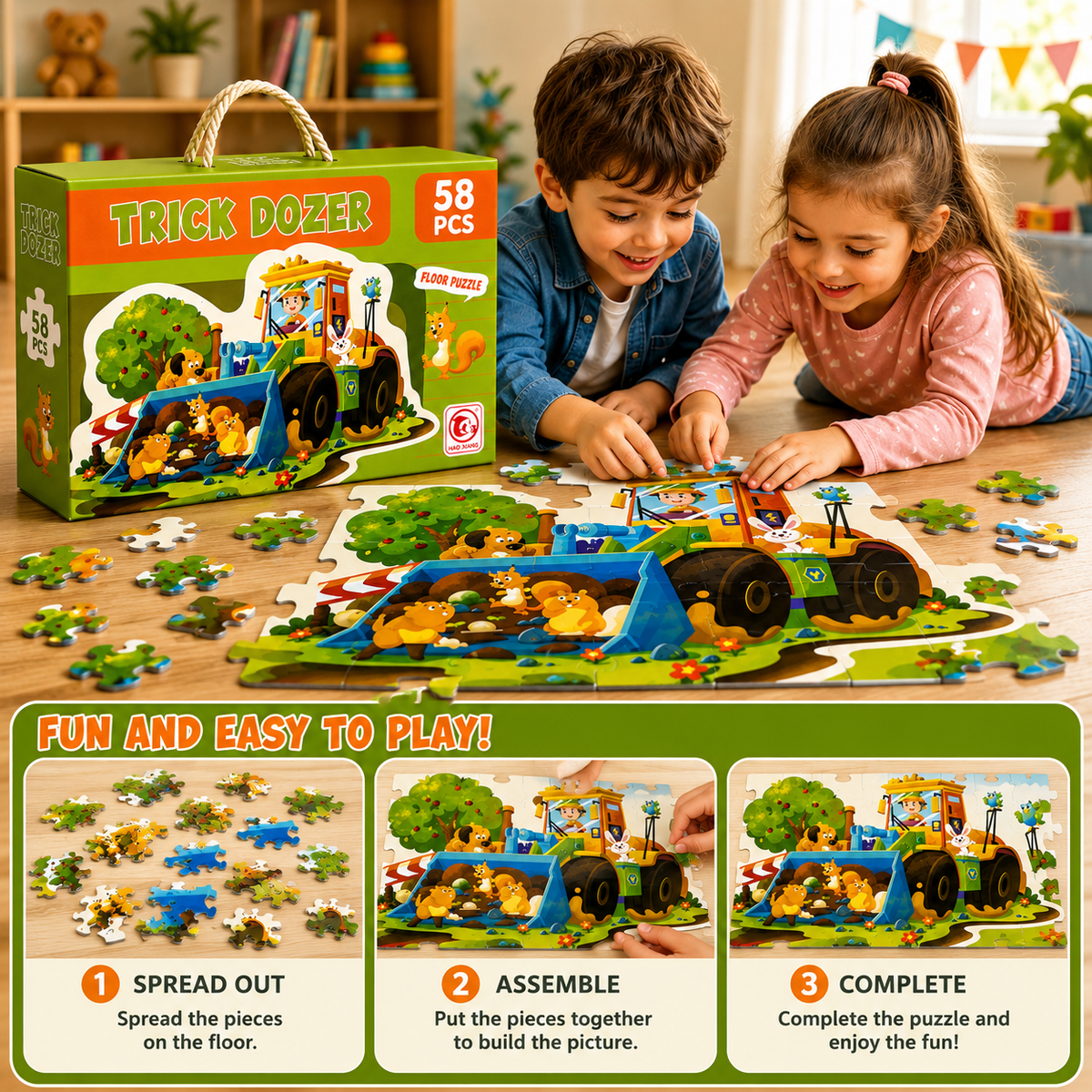 58 Pcs Trick Dozer Puzzle for Kids