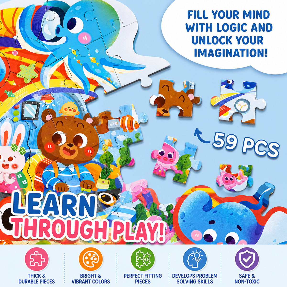 59 Pcs Submarine Adventure Puzzle for Kids