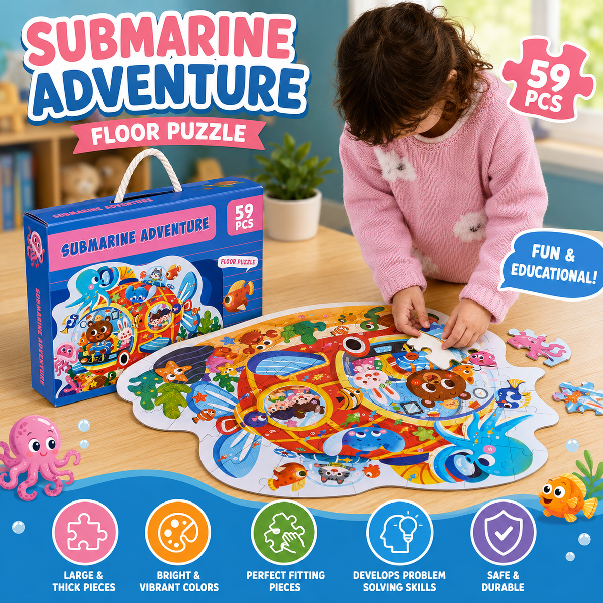 59 Pcs Submarine Adventure Puzzle for Kids