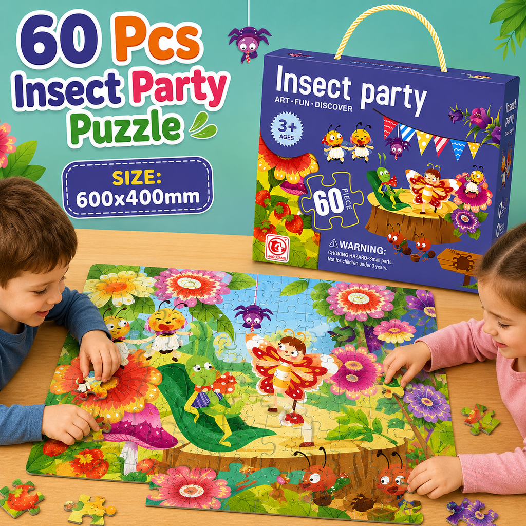 60 Pcs Insect Party Jigsaw Puzzle for Kids