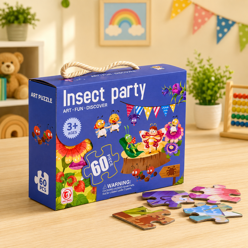 60 Pcs Insect Party Jigsaw Puzzle for Kids