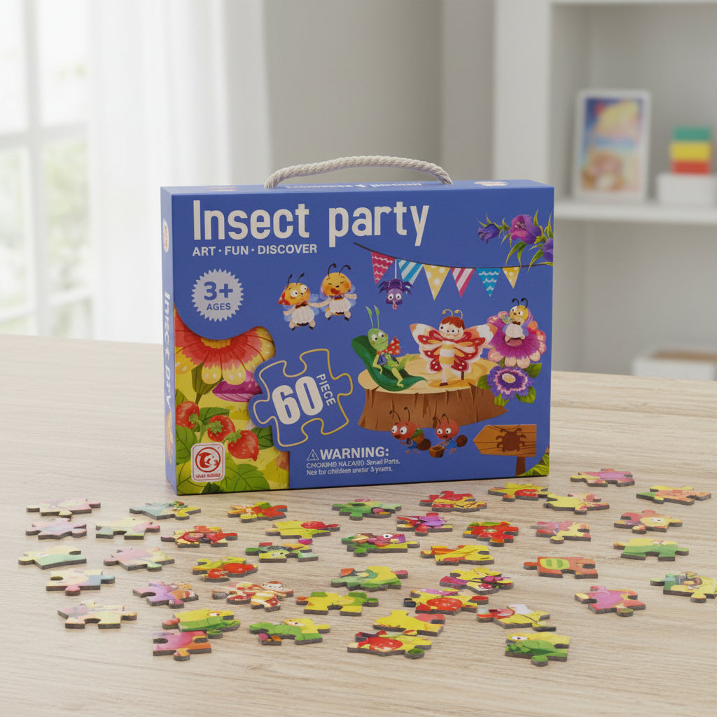 60 Pcs Insect Party Jigsaw Puzzle for Kids