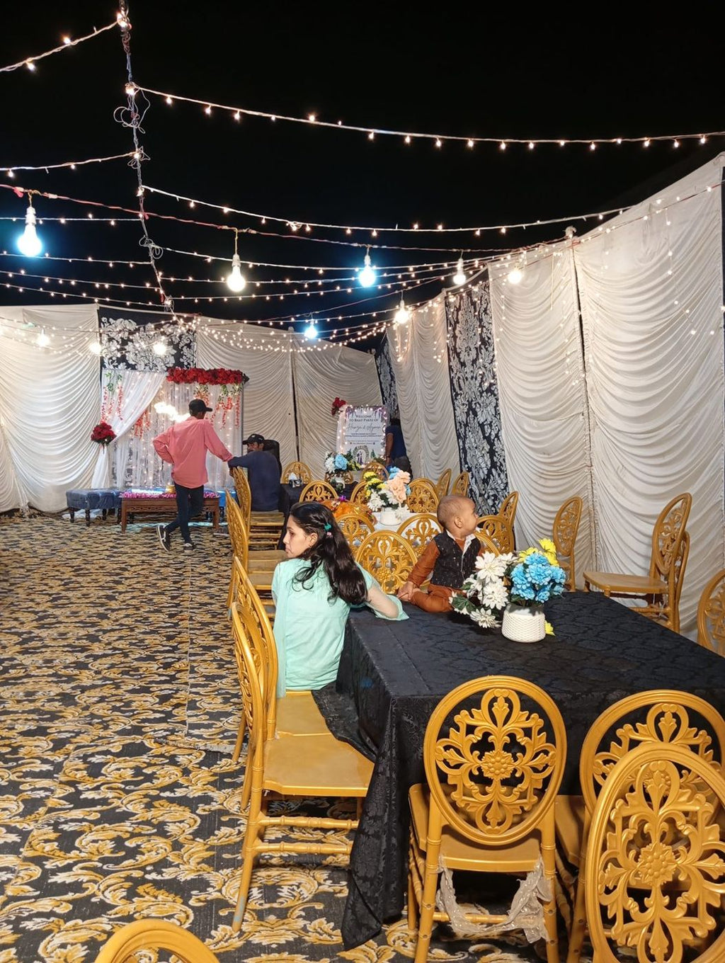 Rooftop fairy light canopy engagement decor Karachi – photo 5
