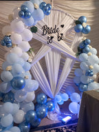 Blue and white bridal shower decoration Karachi with bride to be arch and balloon garland – image 3