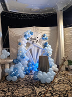 Blue and white bridal shower decoration Karachi with bride to be arch and balloon garland – image 5