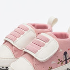 Blush Pink Tree Print Velcro Baby Shoes design detail – soft sole baby shoes – Belinda Store