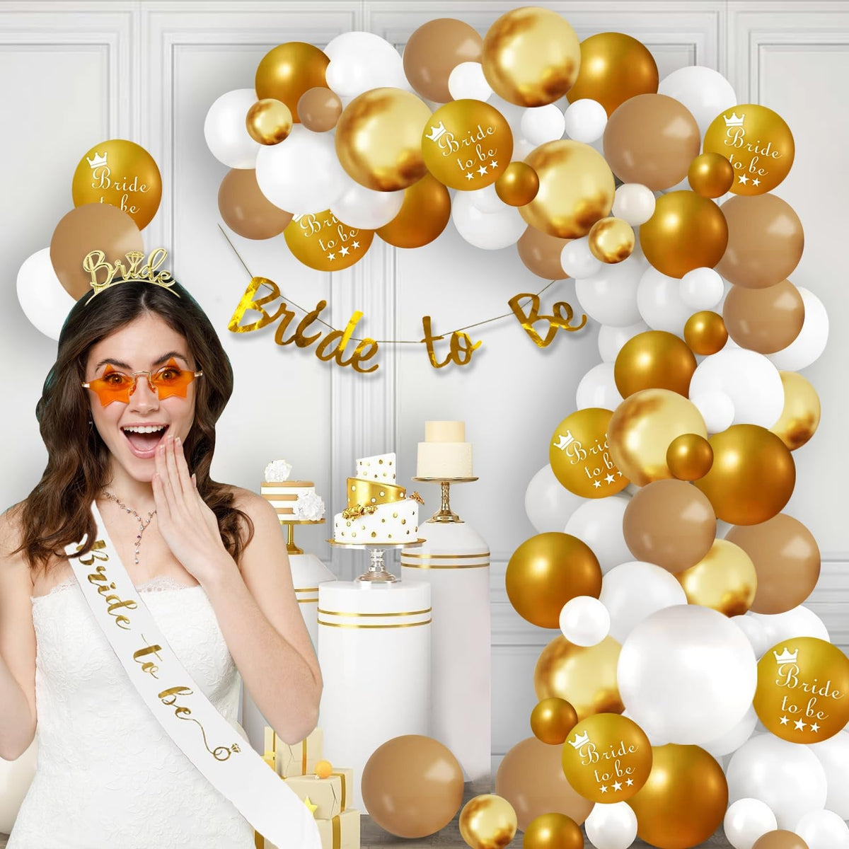 Bride To Be Decoration Set – Golden & White